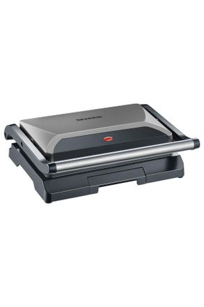 Severin Kontaktgrill, Schwarz, Silberfarben, Metall, Kunststoff, 29.1x26x11.5 cm, herausnehmbare Fettauffangschale, Aufheizkontrollleuchte, Grillplatten abneh