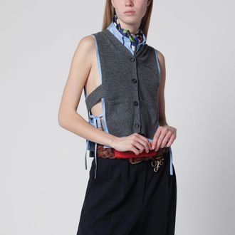 Miu Miu Cardigan gilet grigio ardesia in cashmere