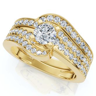 Pompeii3 1Ct TW Diamond Engagement Wedding Ring Set Lab Grown