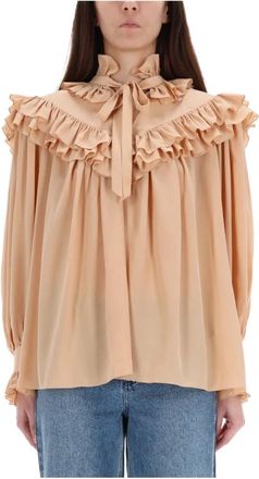 Chlo&eacute; Ruffled Blouse - Dames - Blouses - Beige - S - Overhemden