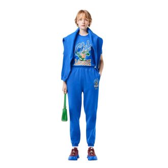 Lacoste Unisex Club voor volwassenen Bedrukt Zwaar Katoenen T-Shirt (Blauw)