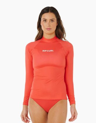 Rip Curl Womens Rip Curl Womens Classic Surf Long Sleeve Rash Vest - Red - Size: 18/16