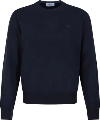 Alexander McQueen Navy Wool Crew-Neck Sweater - Heren - Ronde hals truien - Blauw - L - Wol - Truien & Vesten