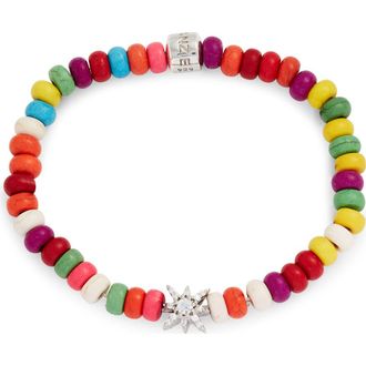 Anzie Boh&egrave;me Multicolor Beaded Stretch Bracelet in Multicolored Silver at Nordstrom, Size 7