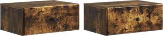 vidaXL Mesita De Noche De Pared 2 Uds. Roble Ahumado 49 X 34,5 X 20 Cm Vidaxl