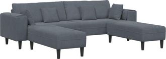 vidaXL Velvet Sofa with Cushion 3 pcs Dark Grey 208 cm Velvet vidaXL