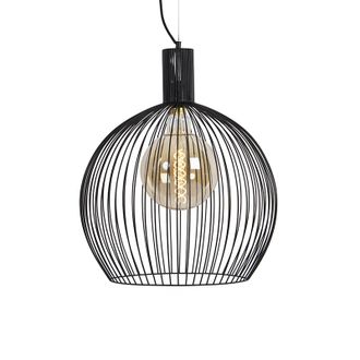 QAZQA Moderno L&aacute;mpara Colgante Redonda De Dise&ntilde;o Negra 50 Cm - Dos Acero Alargada Adecuado Para Led Max. 1 X 40 Watt - Qazqa