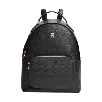 Tommy Jeans Backpacks, female, Black, Size: ONE SIZE TH Monogram Debossed Dome Backpack