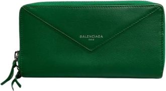 Balenciaga Pre-owned Groene Leren Lange Portemonnee - Dames - Vintage Accessoires - Groen - ONE Size - Leer - Vintage
