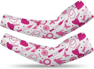 Generic Breast Cancer Health UV Sun Protection Arm Sleeves -Fit Cooling Arm Sleeves for Men, Women - Ideal for Sports & Outdoor Activities L