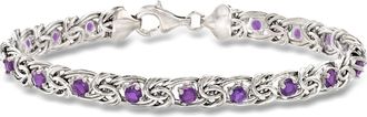 Ross-Simons Amethyst Byzantine Bracelet in Sterling Silver