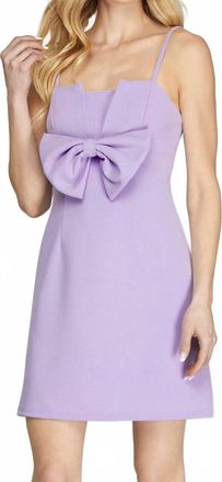 She + Sky Bow Mini Dress In Lavender