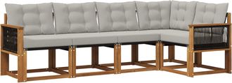 vidaXL Conjunto De Sof&aacute;s De Exterior 5 Uds. Natural Y Gris Claro Vidaxl
