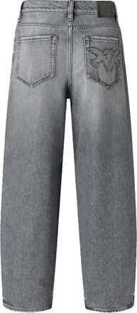 Pinko Womens Jeans Balloon-Fit Dark Grey Exterior: Cotton