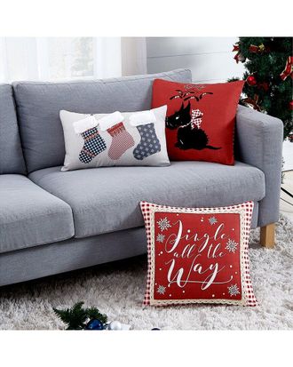 Southshore Fine Linens Set Of 3 Cozy Cottage Holiday Collection Throw Pillows