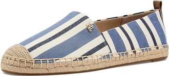 Lauren Ralph Lauren Cameryn III Striped Canvas Espadrille Womens Flat Shoes Carson Blue/Lauren Tan : 5.5 B - Medium, Canvas/Cotton