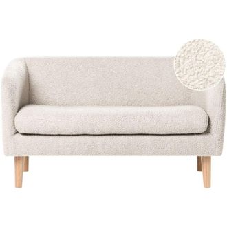 Beliani Kids Sofa Beige Boucle Upholstered with Armrests Modern 1-Seater Toddler Couch DAGALI