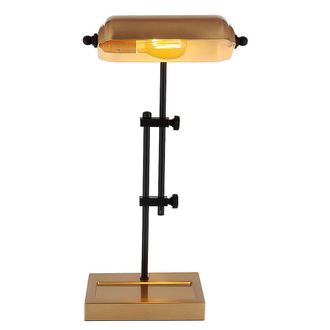 Globo Lighting Lampada Da Tavolo Led Lampada Da Tavolo Lampada Da Lettura Lampada Da Camera Da Letto Lampada Da Soggiorno Lampada Banker, Metallo Color Oro Nero, E27
