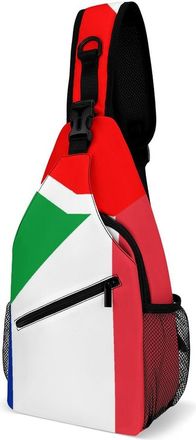 Generic France And South Africa Flag Mens Crossbody Chest Sling Bag for Travel Hiking Lightweight Shoulder Bags with Small Side