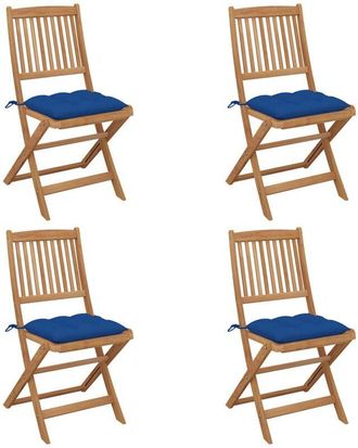 vidaXL Sillas De Jard&iacute;n Plegables 4 Uds Y Cojines Madera Maciza Acacia Vidaxl