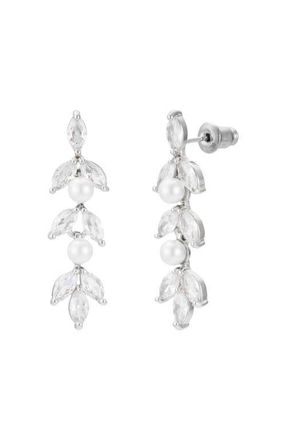 Untamed Petals Blossom Pearl and Crystal Earrings in Silver at Nordstrom