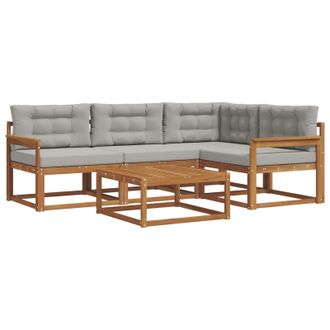 vidaXL Conjunto De Sof&aacute;s De Exterior 5 Pcs Gris Natural Y Claro Vidaxl