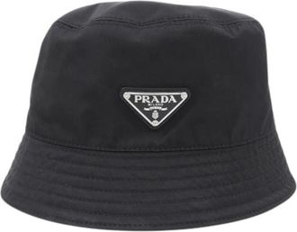 Prada Pre-owned Accessories, male, Black, Size: ONE SIZE Pre-owned Triangle Logo Re-Nylon Hat