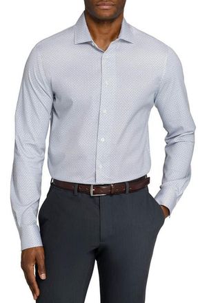 W.R.K Slim Fit Abstract Cross Reworked Dress Shirt in White/Grey at Nordstrom, Size 15.5 - R