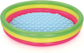 Trade Shop Trade Shop - Piscina Inflable Del Arco Iris Con 3 Anillos De Colores 152 X 30 Cm Sobre El Suelo
