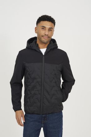Brave Soul Mens Black Quilted Hooded Zip-Up Jacket - Size X-Large