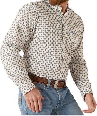 Ariat Garvie Fitted Long Sleeve Button-Down Shirt In White