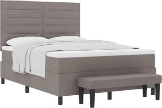 vidaXL Box Spring Bed with Headboard Taupe 140 x 200 cm Fabric vidaXL