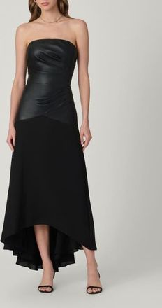 Shoshanna Midnight Rustin Faux Leather Dress in Jet at Nordstrom, Size 10