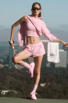 Alo | Full Stride Micro Running Short in Pink Marshmallow, Size: Medium