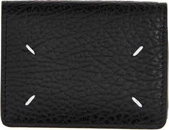 Maison Margiela Grain Leather with Stitching Detail Wallet - Black