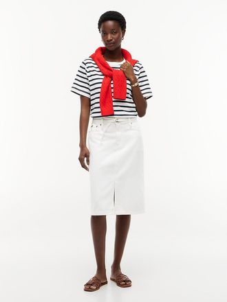 Tommy Hilfiger Womens Belted White Denim Skirt - White - 00