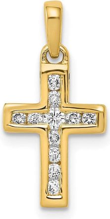 Diamond2Deal 10K Gold 1/6ct. Diamond Latin Cross Pendant