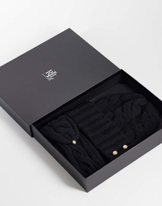 Ralph Lauren cappello lavorato a trecce, confezione regalo, nero