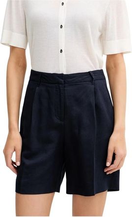 GANT Linnenmix Shorts - Dames - Bermuda - Blauw - XS - Linnen - Korte Broeken
