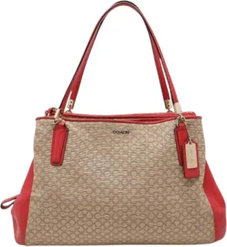 Coach Pre-owned Handbags, female, Beige, Size: ONE SIZE Pre-owned Canvas Shoulder Bag