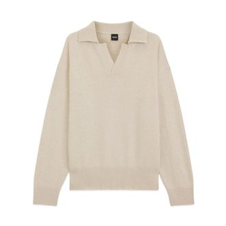 HUGO BOSS C-Ucari Jumper - male - Hugo - V-neck Knitwear - Beige - XL - Knitwear