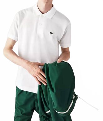 Lacoste Mens Short Sleeve Classic Pique Polo Shirt In White