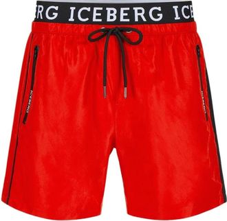 Iceberg Logo Zwembroek - Heren - Strandmode - Rood - XL - Polyester - Badmode