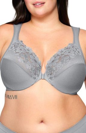 Glamorise Front Clasp Underwire Bra in Silver at Nordstrom, Size 34Dd