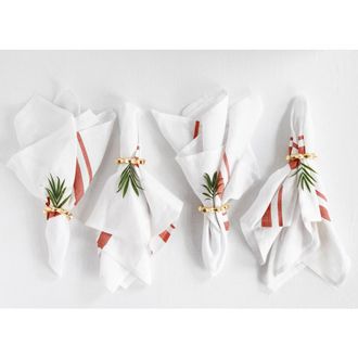 Solino Home Linen Dinner Napkins - French Stripe, 20 x 20 in Red And White at Nordstrom, Size Large