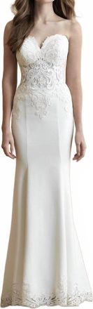 Allure Bridals Strapless Sweetheart Wedding Gown In Ivory/champagne/nude