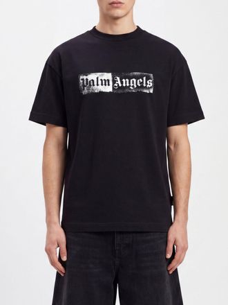Palm Angels Crewneck Cotton T-shirt with Printed Logo and Dropped Shoulders