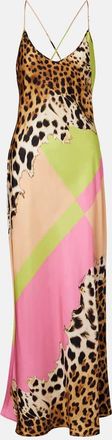 Roberto Cavalli Printed silk slip dress