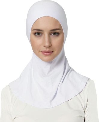 Lina & Lily Jersey Tie Back Hijab Underscarf with Neck Cover Full Coverage for Muslim Women (White)