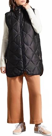 Tribal Reversible Hooded Puffer Vest In Black/gold